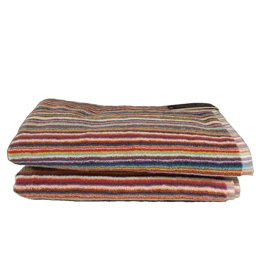 x2 Rachel Zoe Rainbow Stripe Bath Towel Set Colorful Summer Cotton College Gift